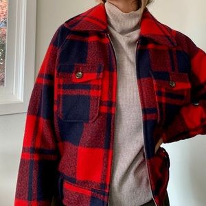 Red & dark navy plaid jacket